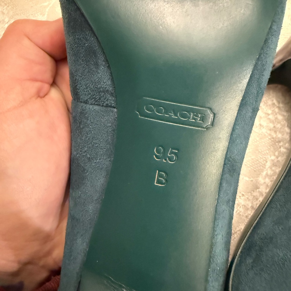 Coach Teal Suede Women's Pumps - Picture 4 of 13
